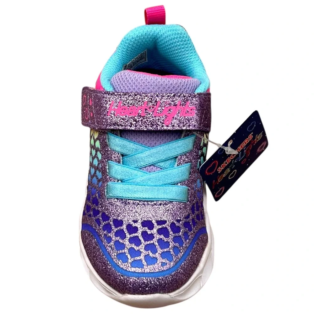 Skechers Baby Girls Slip-on Light-up Sneaker Size 6 Pink-Purple-Mult Lightweight